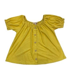 Philosophy NWT Yellow Dotted Short Puff Sleeve Top Size Small